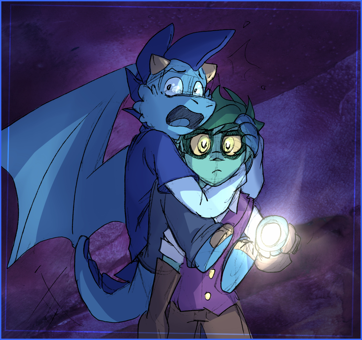 In continuation to the previous artwork, there was a small noise and Dike leapt into Ivy's arms out of fear.