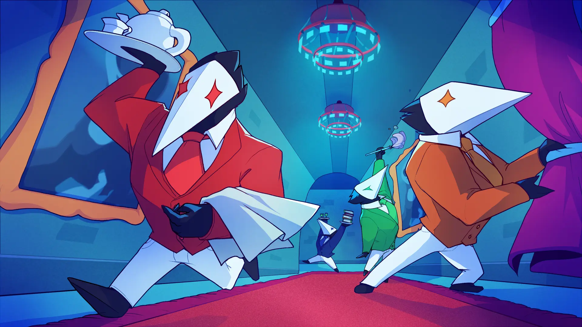 The swatchlings from Deltarune are keeping the hallways of the Pandora Palace in peak shape.