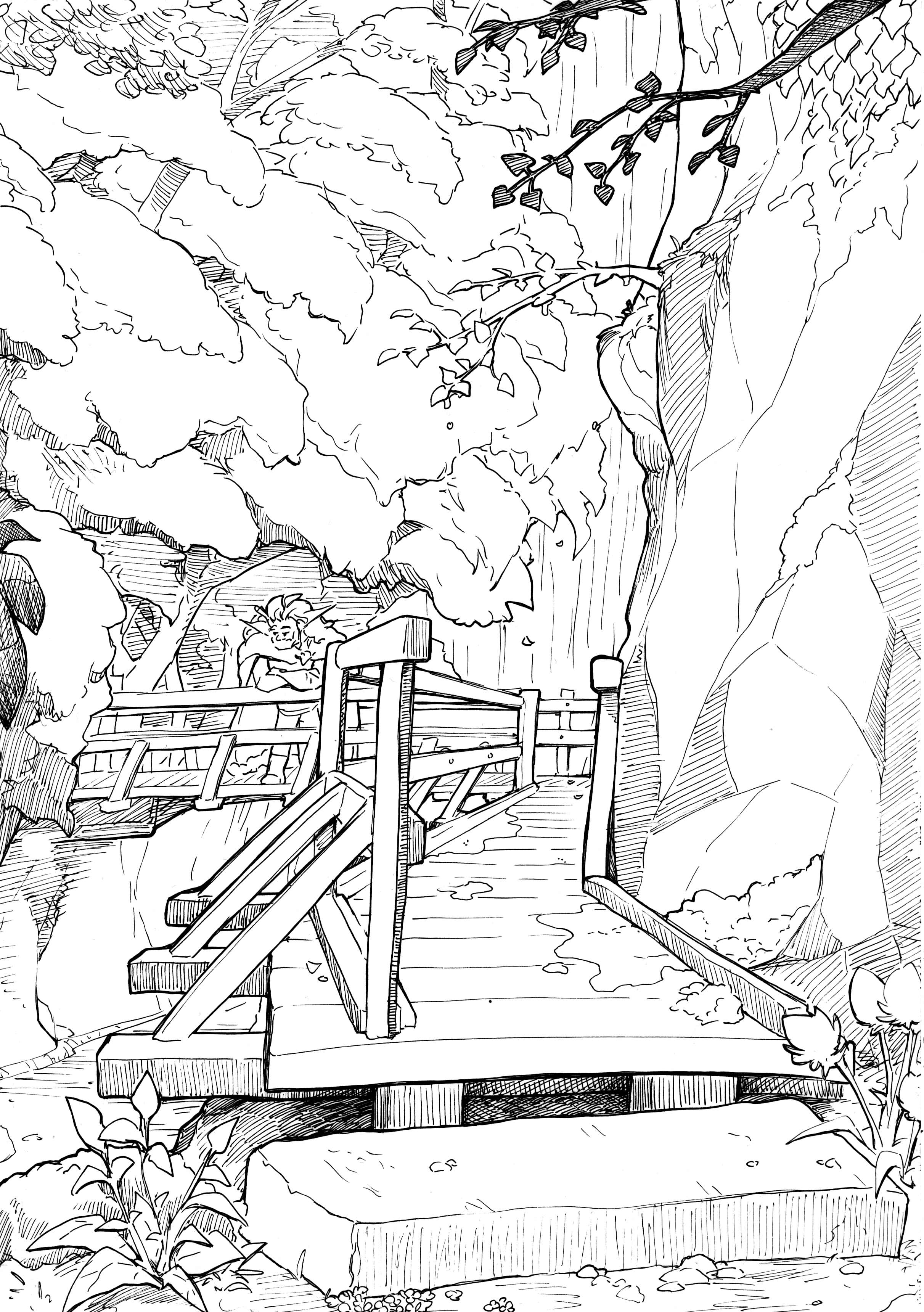The bridge that leads to the other side of the river in Liebwald.