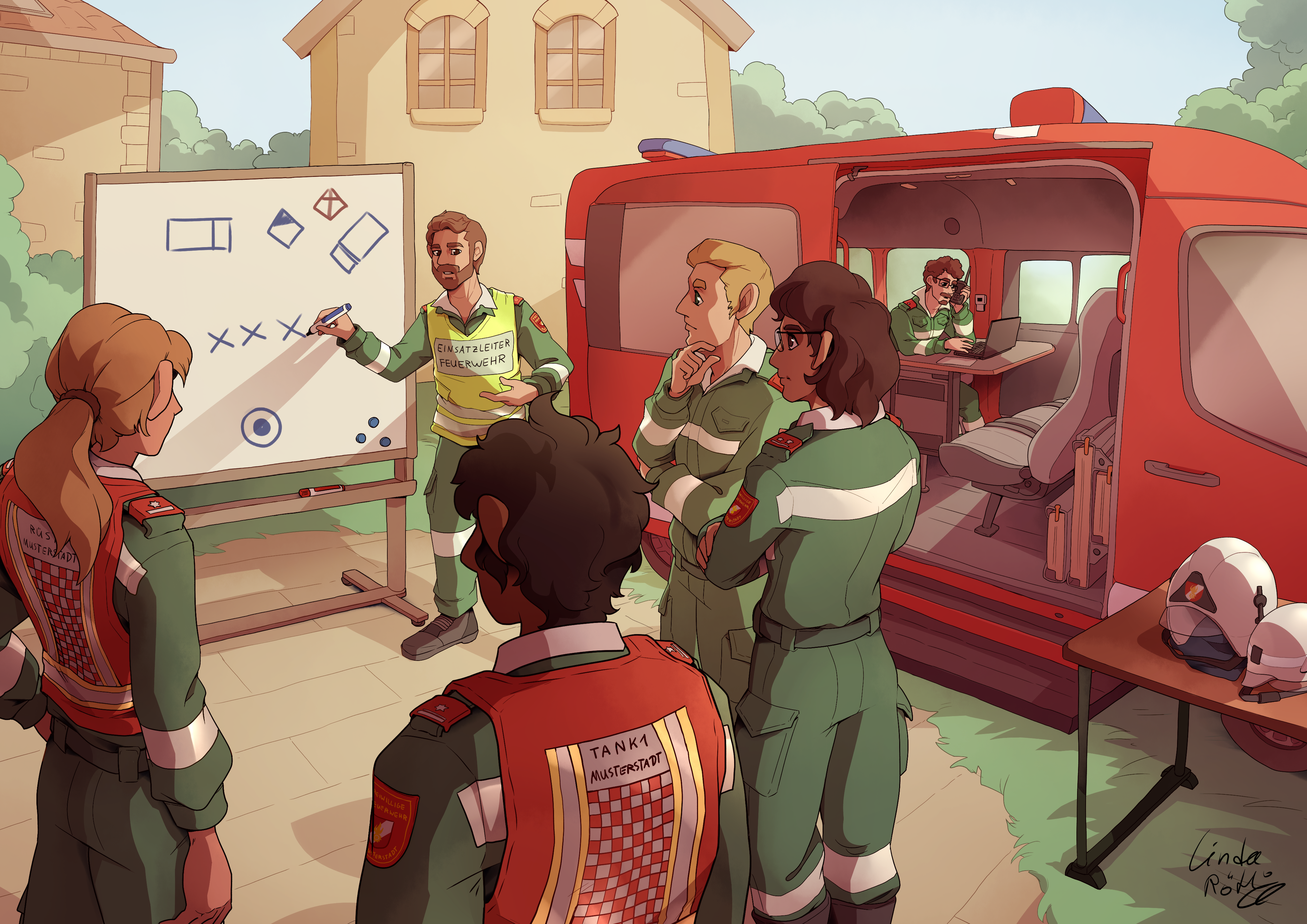Austrian firefighters before an operation - commission work